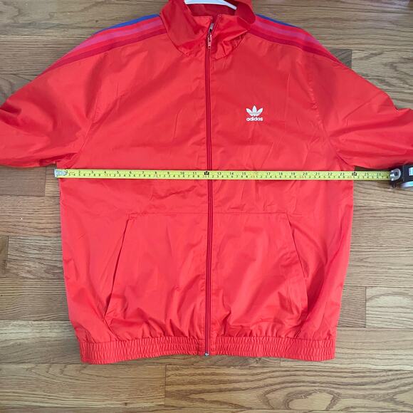 adidas Jacket Mens Medium Red Trefoil 3-Stripe Track Active Originals 3D Classic - Picture 8 of 9